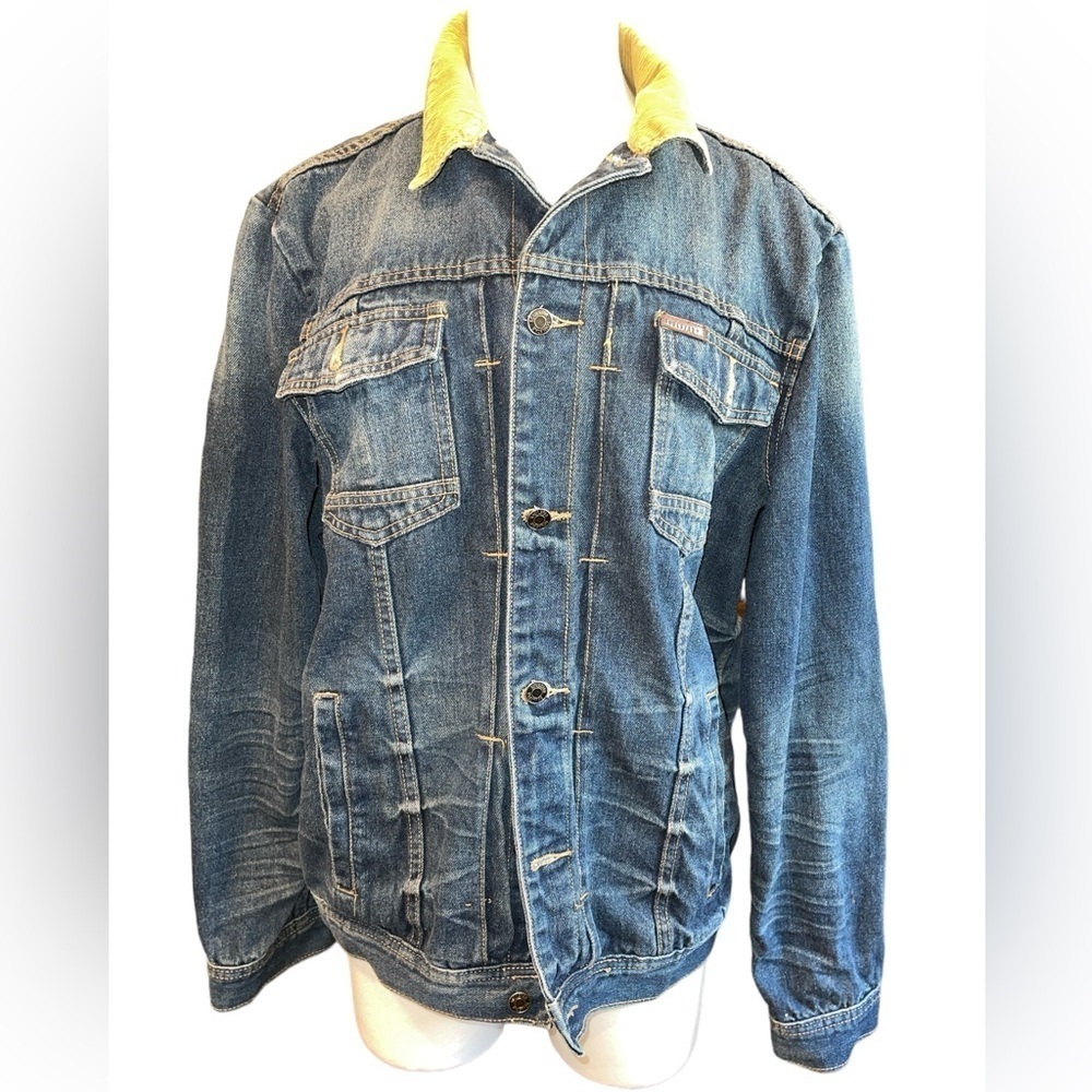 Soulstar & Co. Jacket Size XL/TG Blue Jean Button Up Front Side Pockets Collar